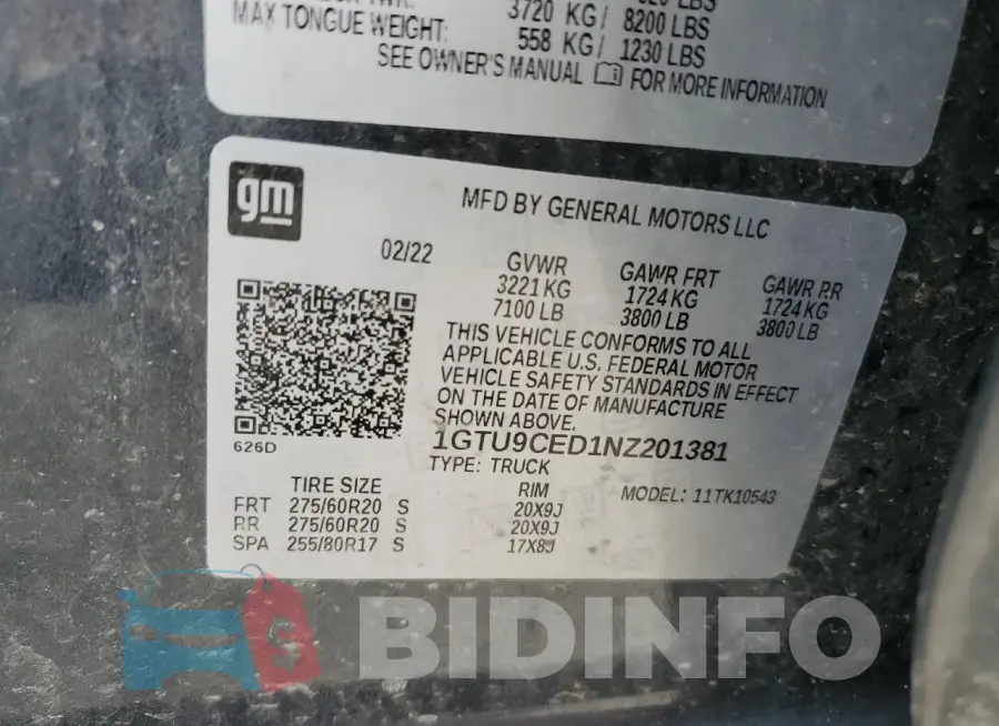 1GTU9CED1NZ201381 Photo# 12