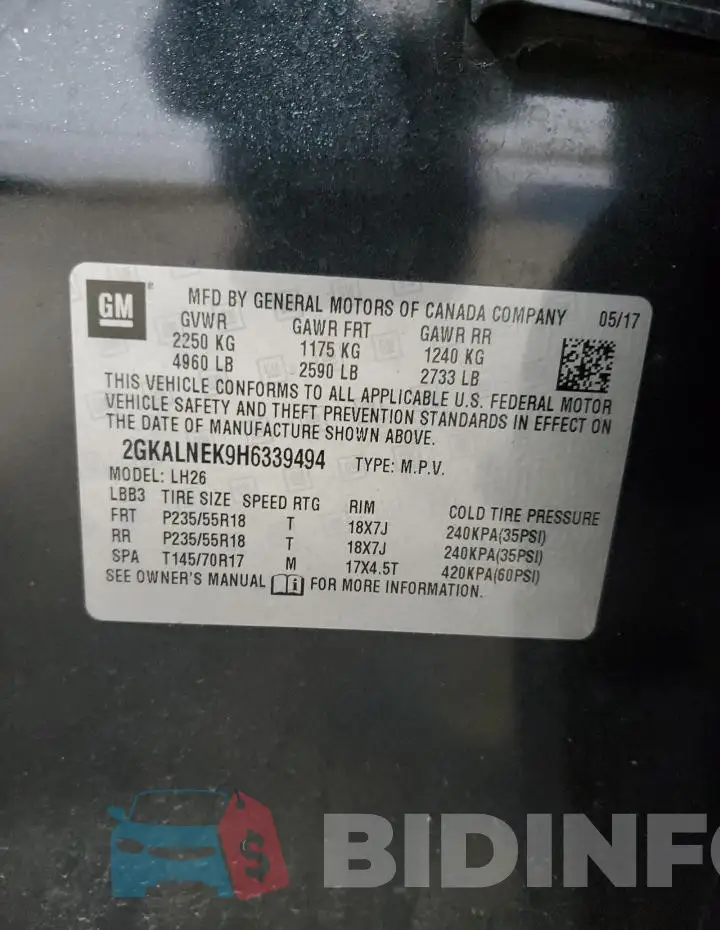 2GKALNEK9H6339494 Photo# 14