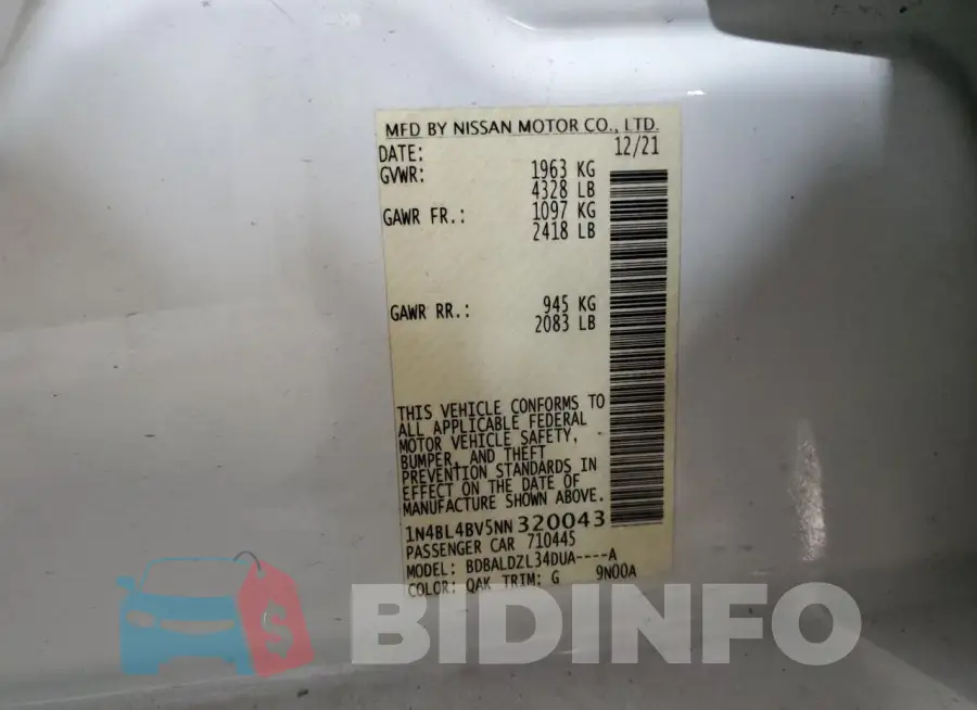 1N4BL4BV5NN320043 Photo# 13