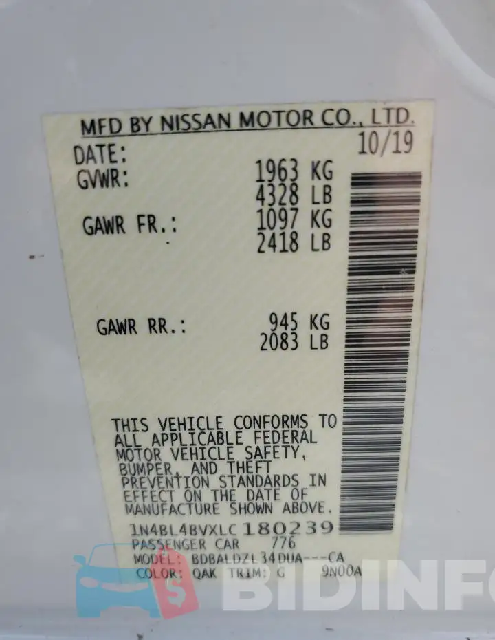 1N4BL4BVXLC180239 Photo# 13