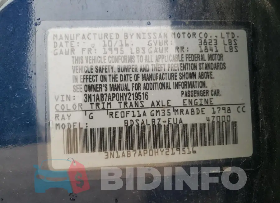 3N1AB7AP0HY219516 Photo# 13