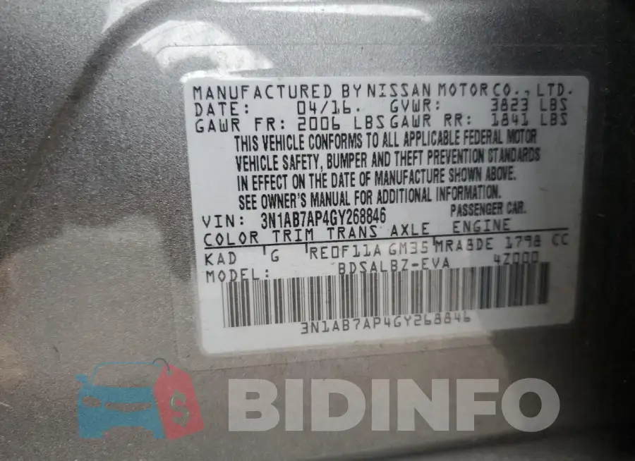 3N1AB7AP4GY268846 Photo# 13
