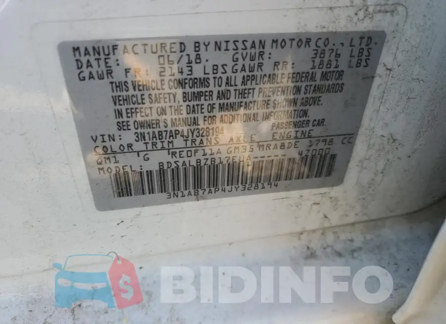 3N1AB7AP4JY328194 Photo# 13