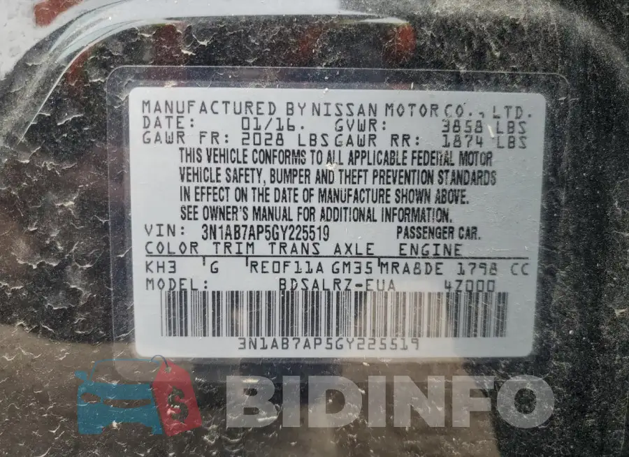 3N1AB7AP5GY225519 Photo# 12