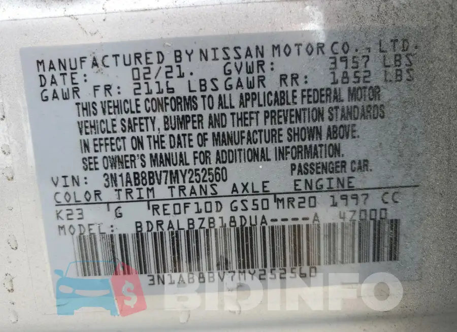 3N1AB8BV7MY252560 Photo# 12