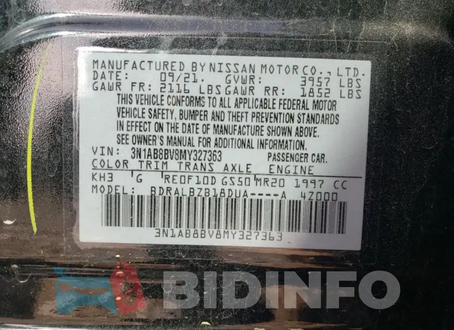 3N1AB8BV8MY327363 Photo# 13