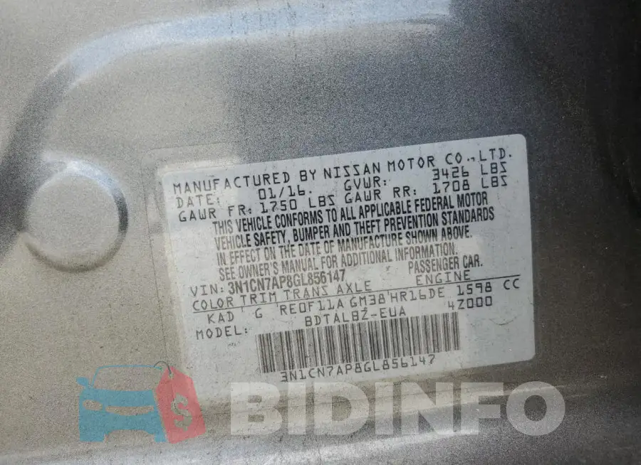 3N1CN7AP8GL856147 Photo# 12