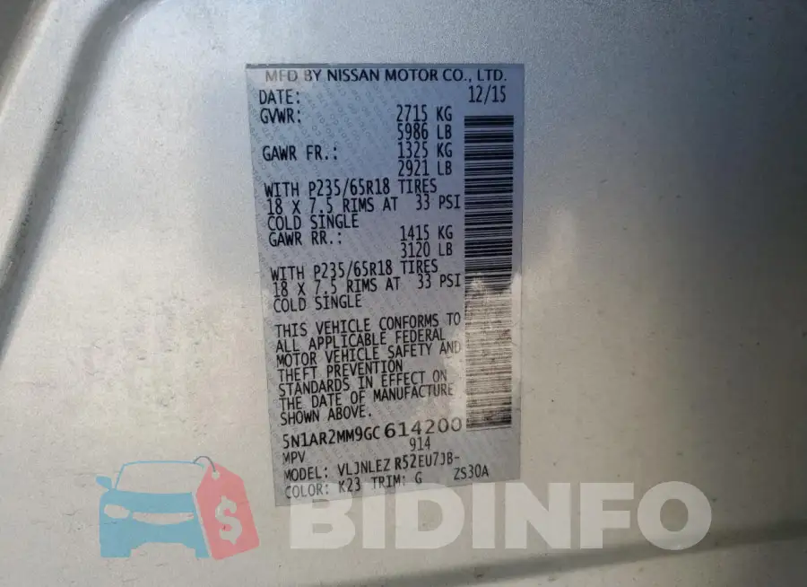 5N1AR2MM9GC614200 Photo# 13