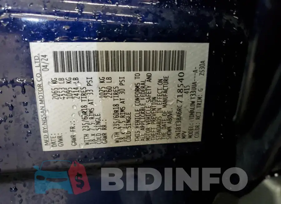 5N1BT3BA6RC718540 Photo# 14