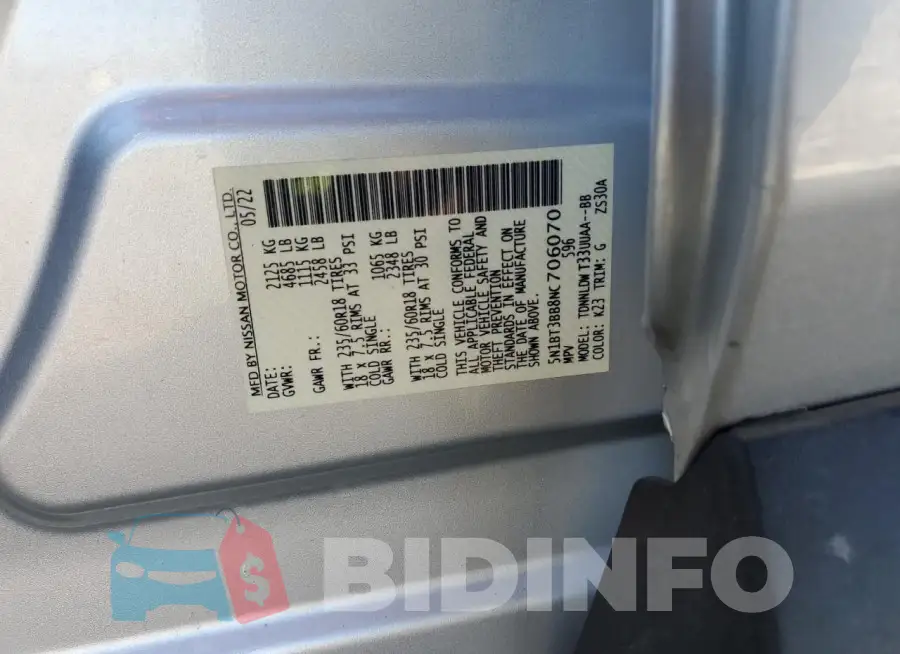 5N1BT3BB8NC706070 Photo# 14