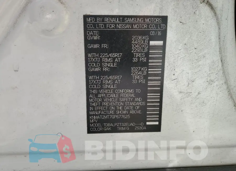KNMAT2MT7GP677625 Photo# 14