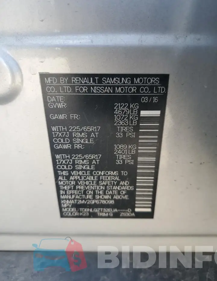 KNMAT2MV2GP678098 Photo# 13