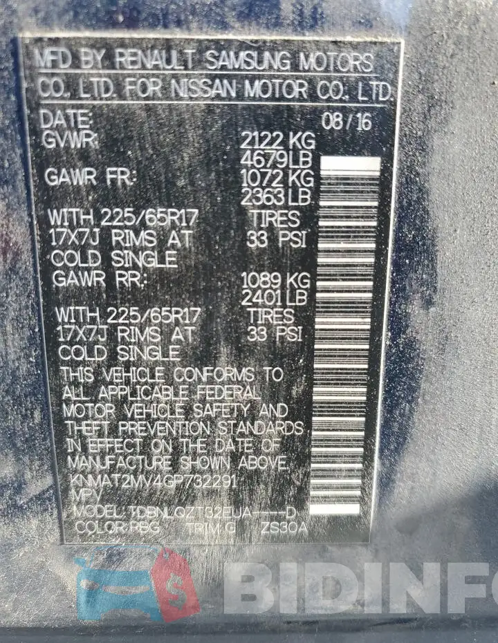 KNMAT2MV4GP732291 Photo# 13