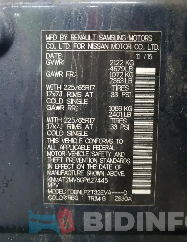 KNMAT2MV6GP627445 Photo# 13