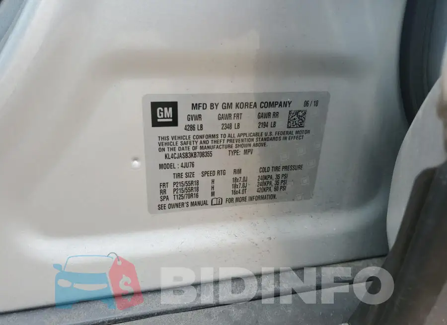 KL4CJASB3KB708355 Photo# 12