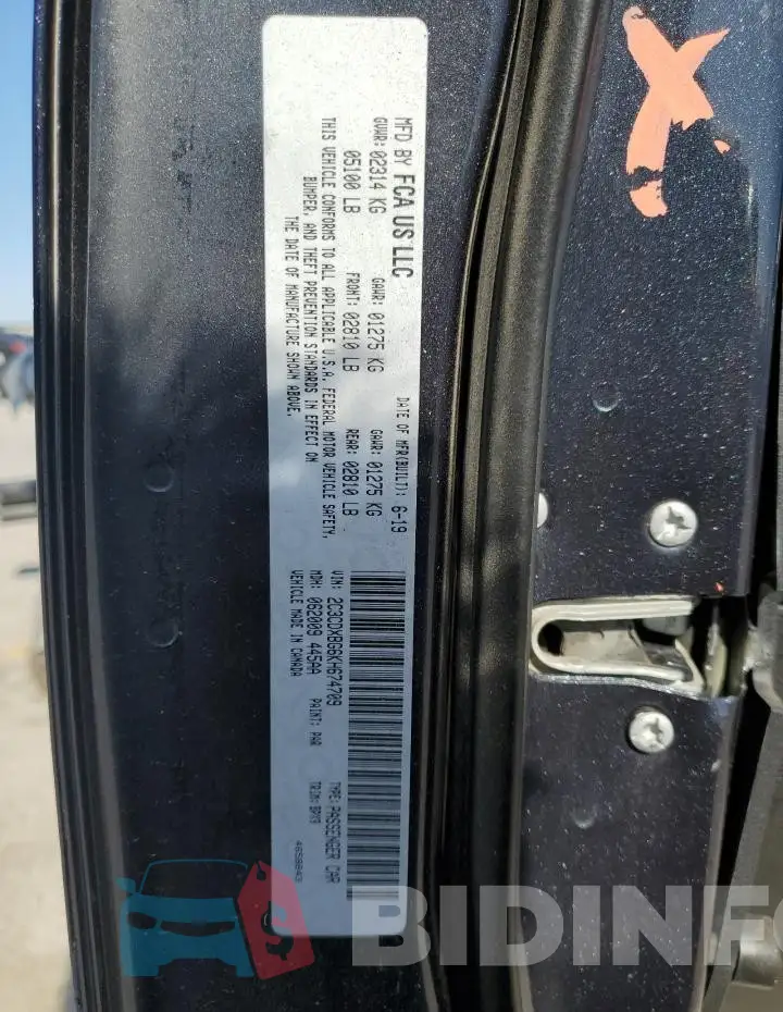 2C3CDXBG6KH674709 Photo# 12