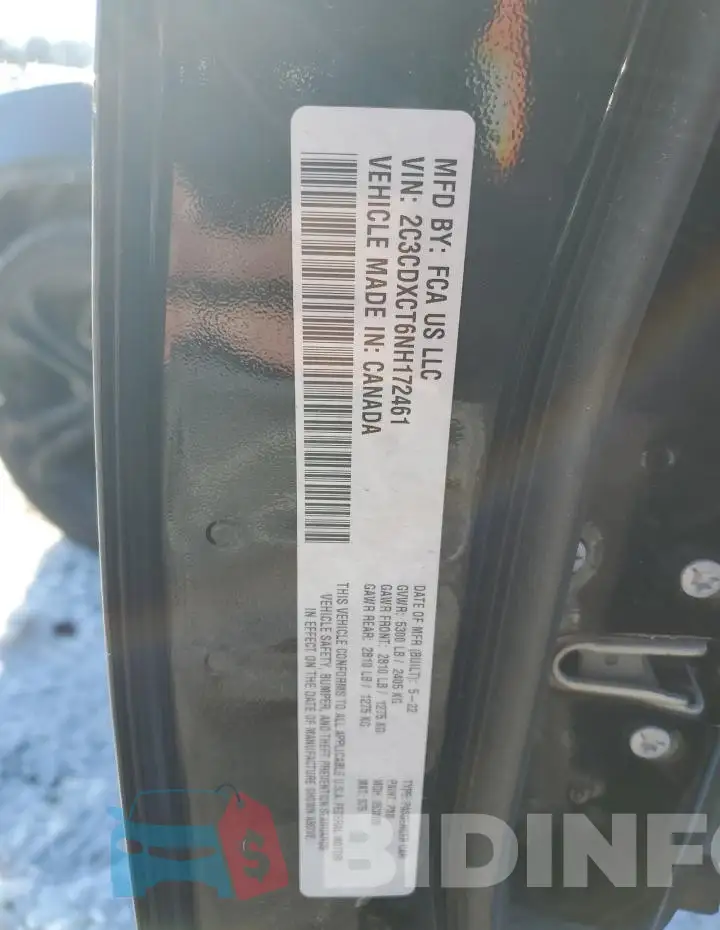 2C3CDXCT6NH172461 Photo# 12