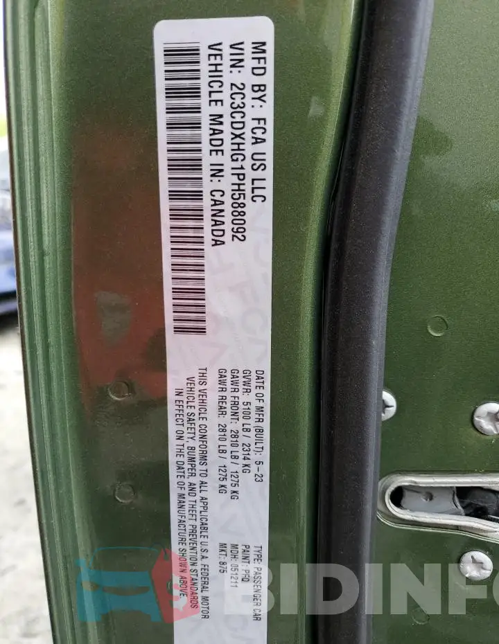 2C3CDXHG1PH588092 Photo# 12