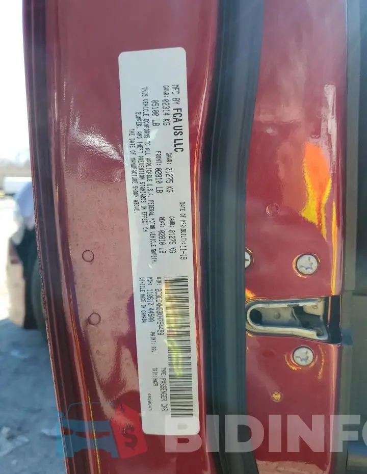 2C3CDXHG3KH754458 Photo# 13