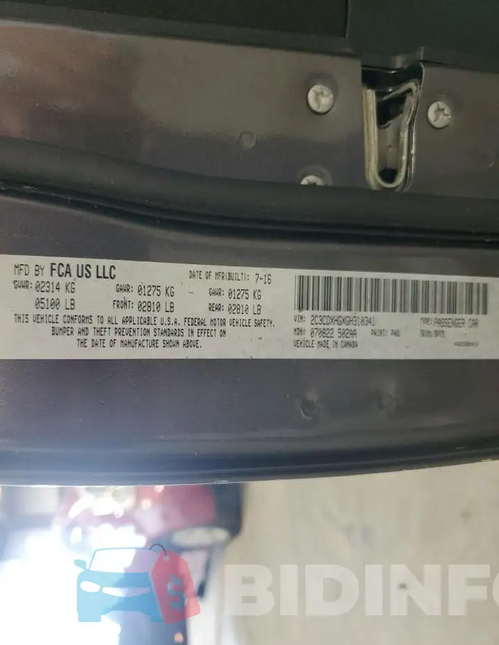 2C3CDXHGXGH310341 Photo# 12