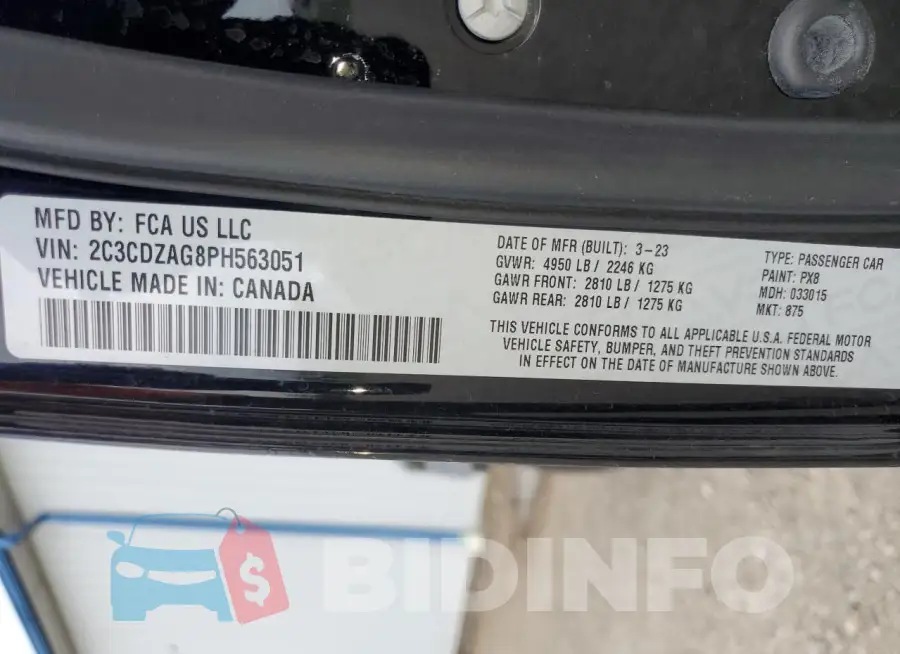 2C3CDZAG8PH563051 Photo# 12