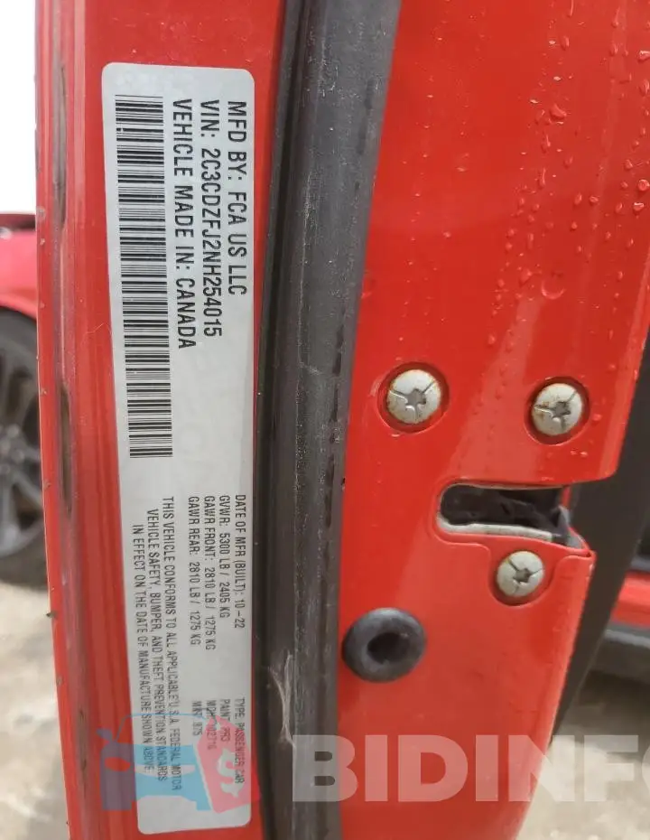 2C3CDZFJ2NH254015 Photo# 12