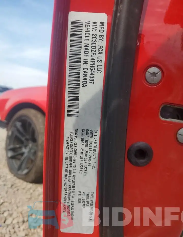 2C3CDZFJ4PH544307 Photo# 13