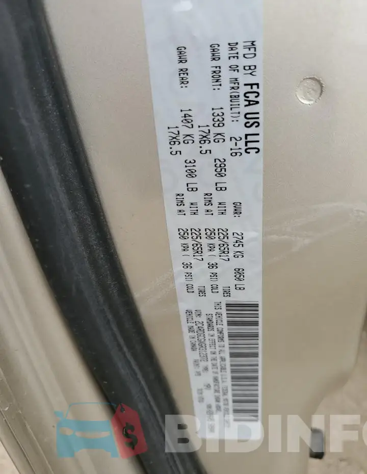 2C4RDGCGXGR312372 Photo# 14
