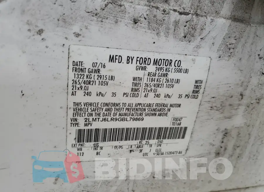 2LMTJ6LR9GBL79869 Photo# 13