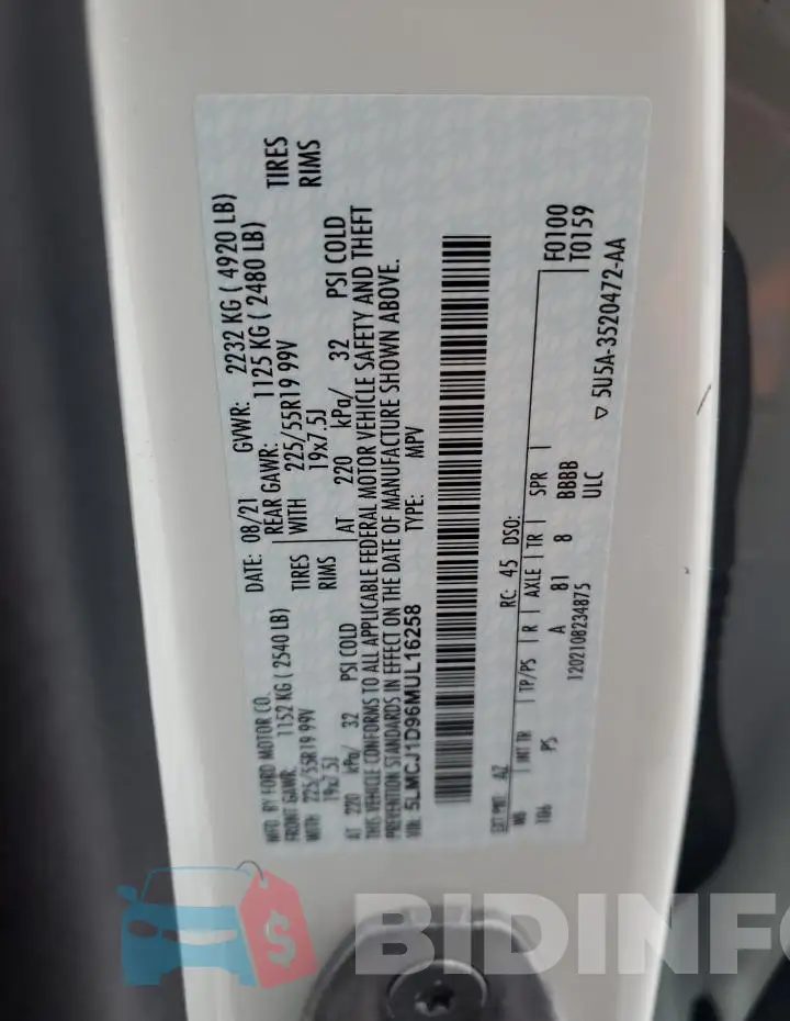 5LMCJ1D96MUL16258 Photo# 13