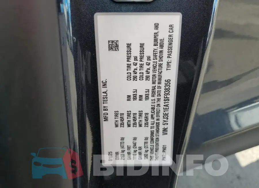 5YJ3E1EA1SF938356 Photo# 13
