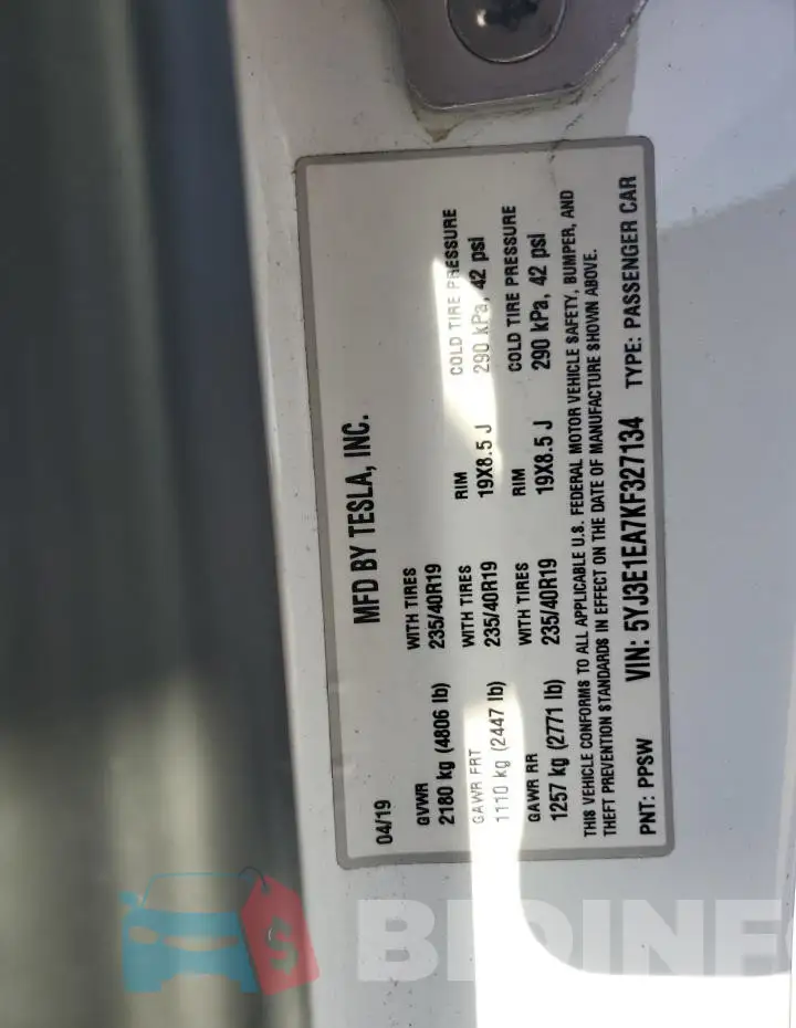 5YJ3E1EA7KF327134 Photo# 12