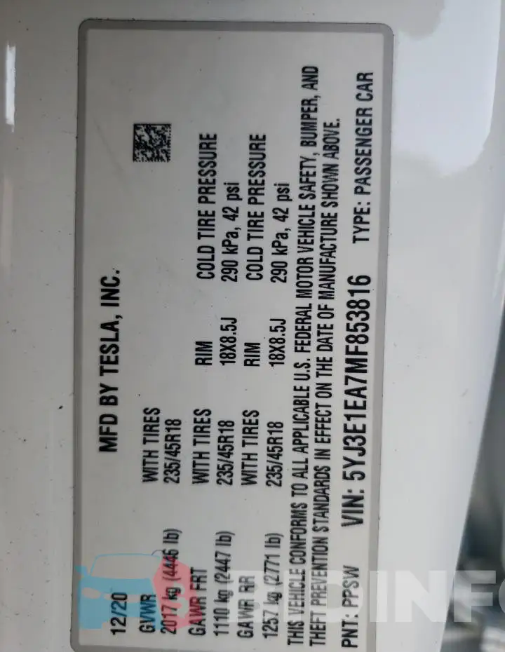 5YJ3E1EA7MF853816 Photo# 12