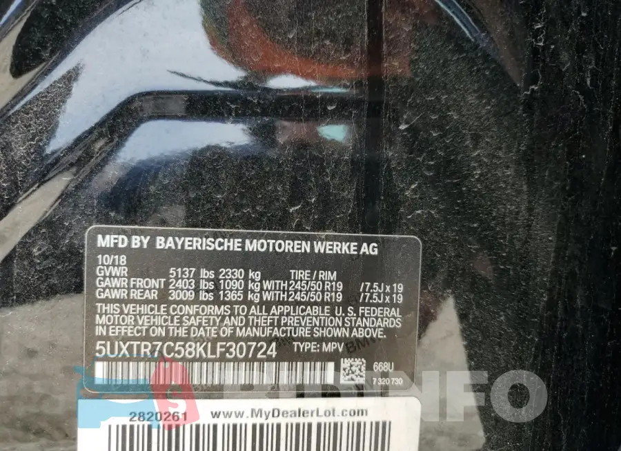 5UXTR7C58KLF30724 Photo# 12