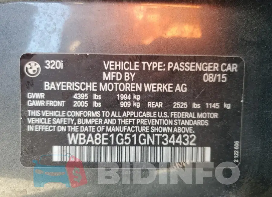 WBA8E1G51GNT34432 Photo# 13