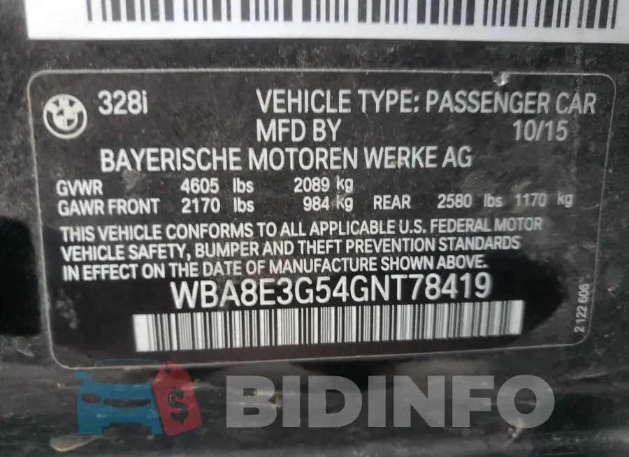 WBA8E3G54GNT78419 Photo# 13