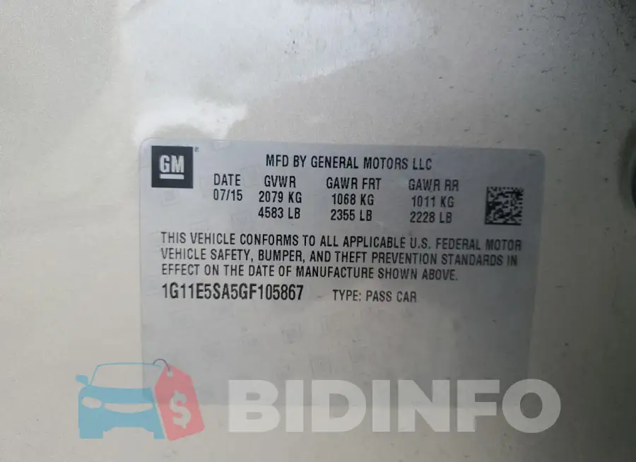 1G11E5SA5GF105867 Photo# 12