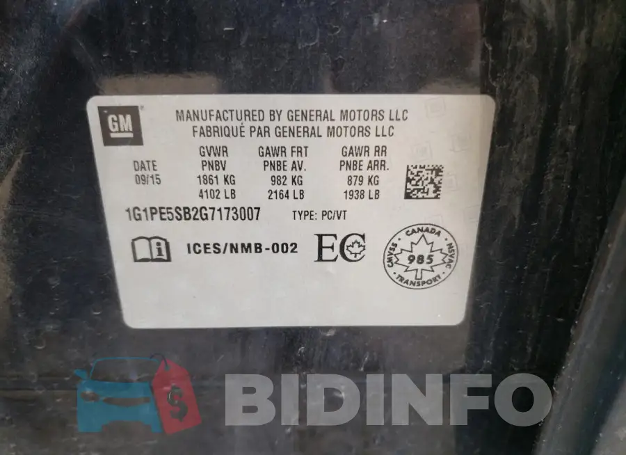 1G1PE5SB2G7173007 Photo# 12