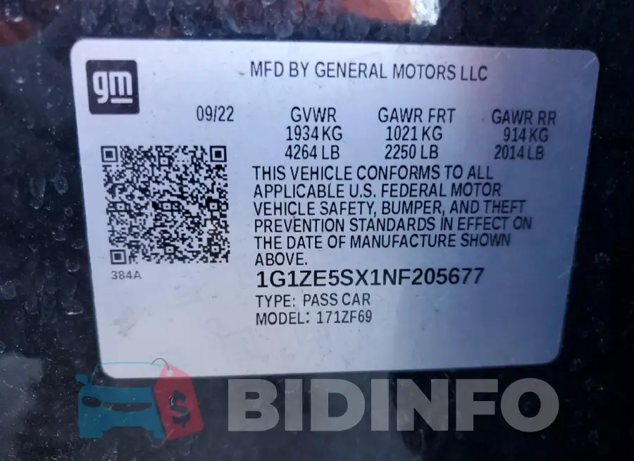 1G1ZE5SX1NF205677 Photo# 12