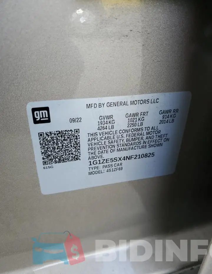1G1ZE5SX4NF210825 Photo# 13