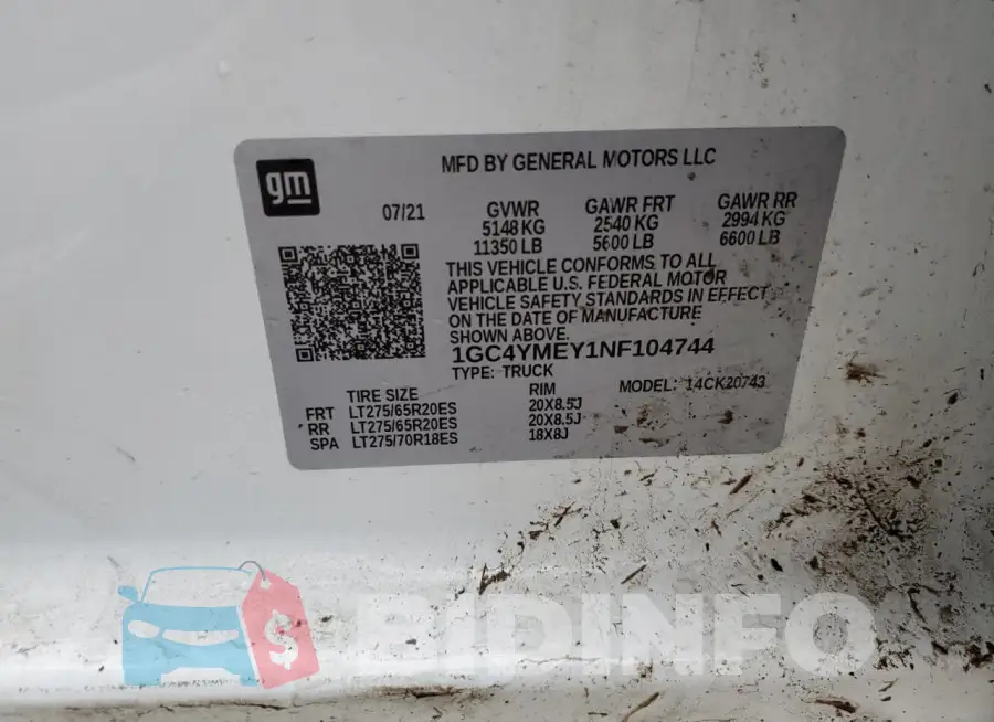 1GC4YMEY1NF104744 Photo# 12