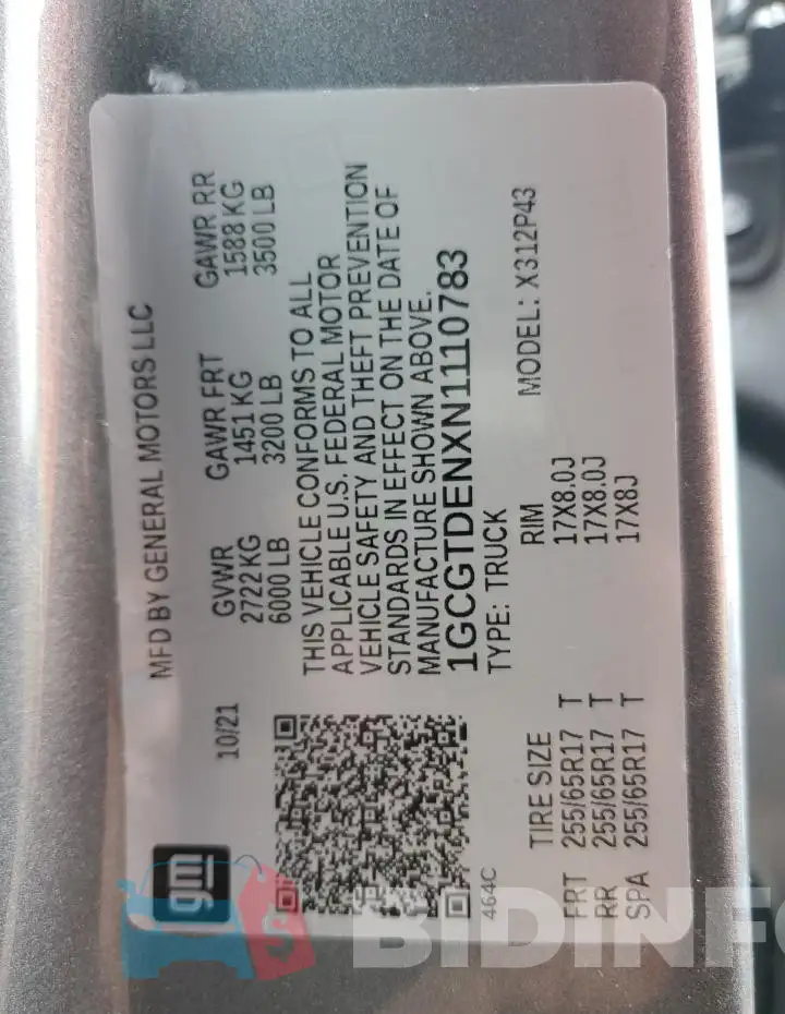 1GCGTDENXN1110783 Photo# 13