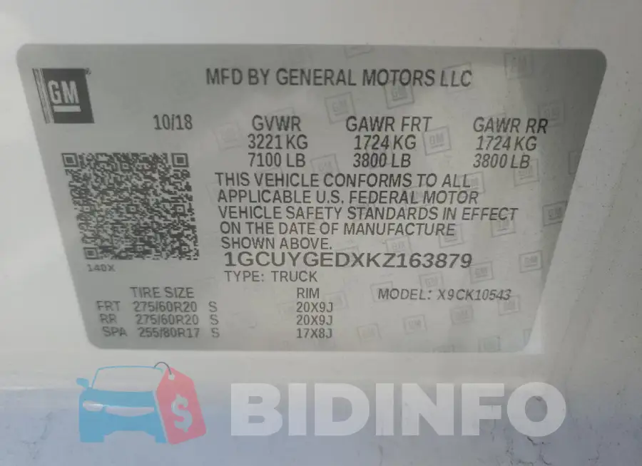1GCUYGEDXKZ163879 Photo# 12