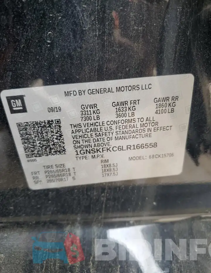 1GNSKFKC6LR166558 Photo# 13
