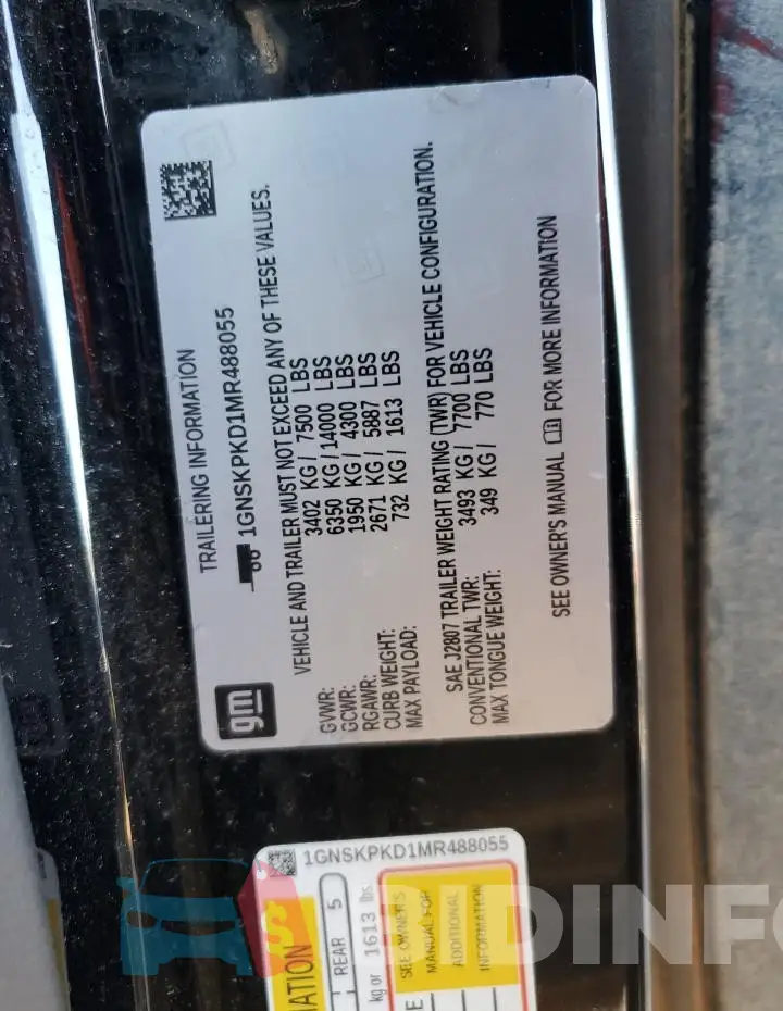 1GNSKPKD1MR488055 Photo# 14
