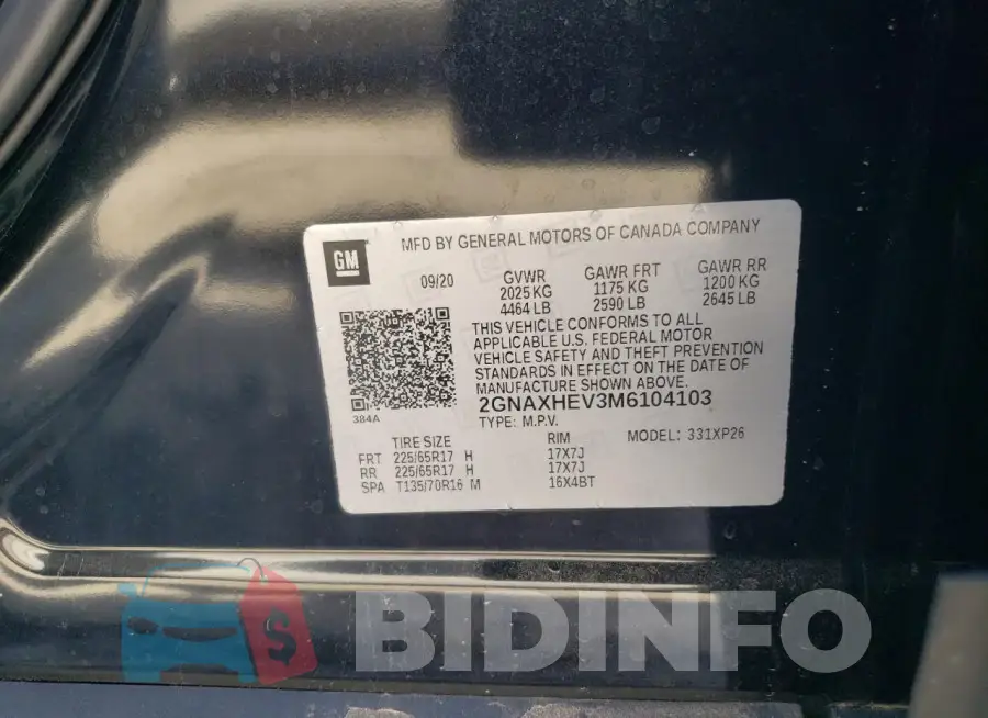 2GNAXHEV3M6104103 Photo# 13