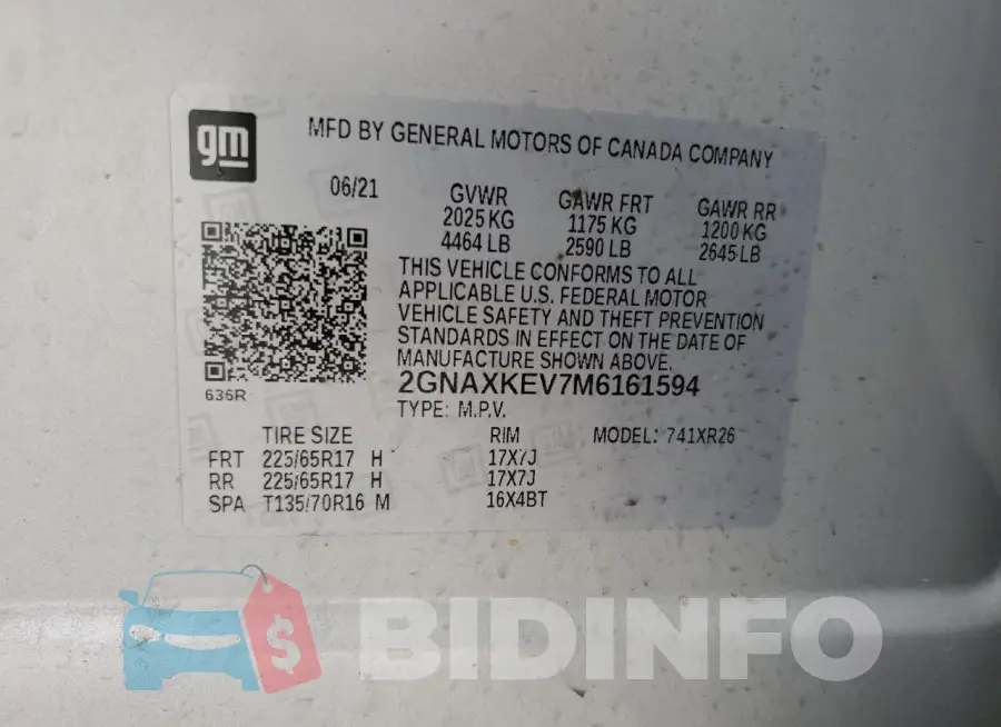 2GNAXKEV7M6161594 Photo# 13