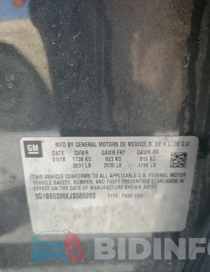 3G1BE6SMXJS588280 Photo# 12