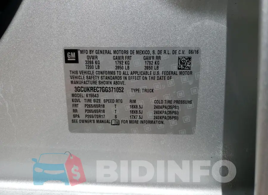 3GCUKREC7GG371052 Photo# 13
