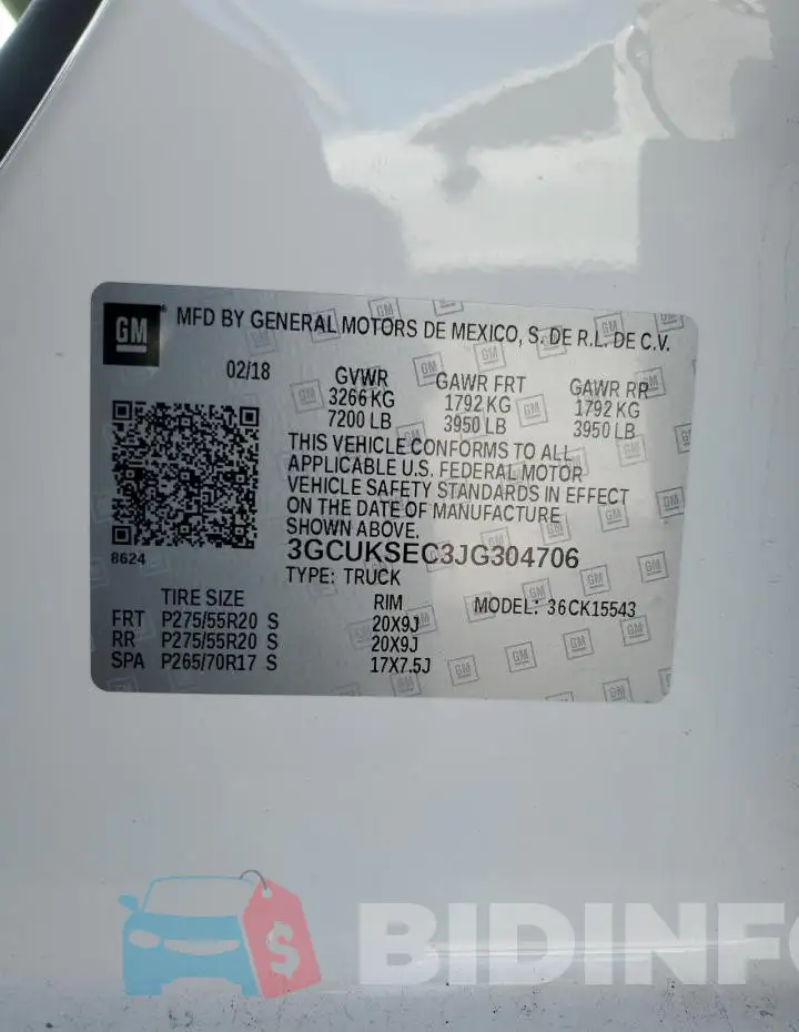 3GCUKSEC3JG304706 Photo# 13